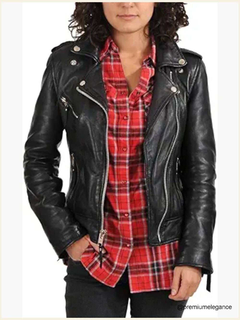 Genuine Lambskin Leather Bomber Jacket Slim Fit Motorcycle